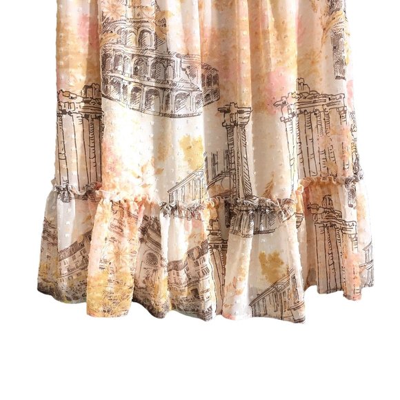 C Est 1946 Swiss Dots Sleeveless Tier V-neck Yellow Short Dress XS - Picture 7 of 10